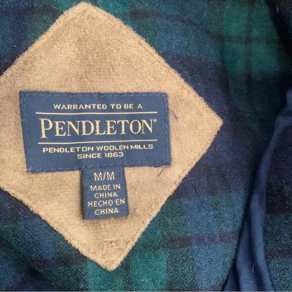 Pendleton Sherpa Fleece Zip Jacket M Blue Black Plaid Trim Full Zip Cozy - Picture 4 of 8